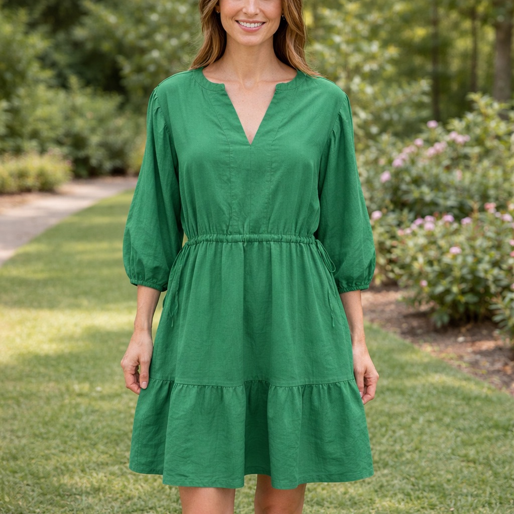 New! Nanette Lapore Linen Blend Dress 3/4 Sleeve Green Size 16 Nwt